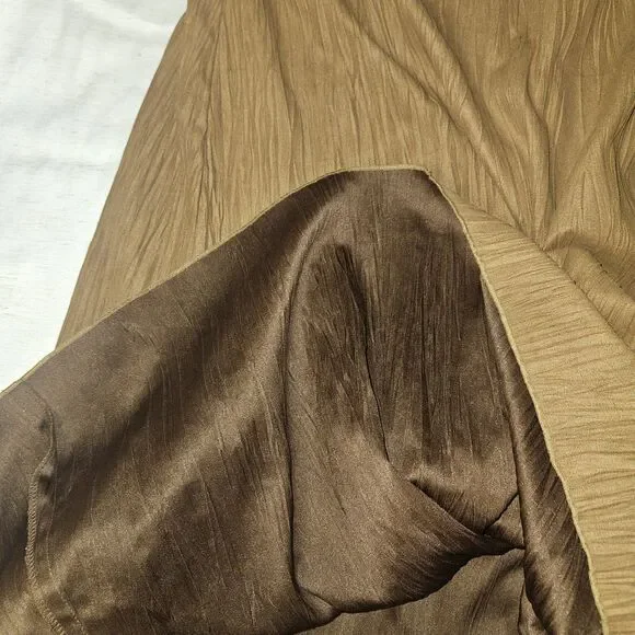 J Jill Satin Maxi Crinkle Skirt Brown Camel Size 6 Fairy Boho Western Peasant - Picture 8 of 10